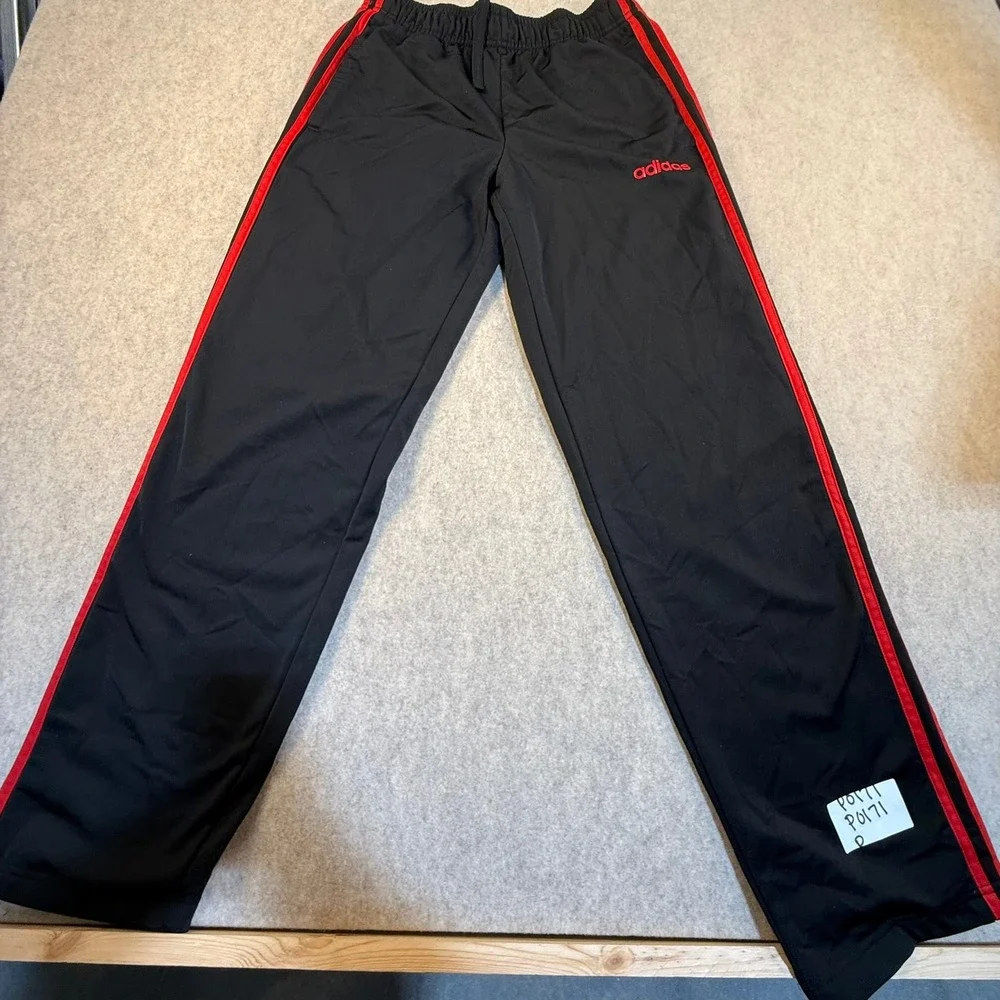 Adidas Primegreen Track Pants Mens Small‎ Black Red 3 Stripe Athletic Joggers